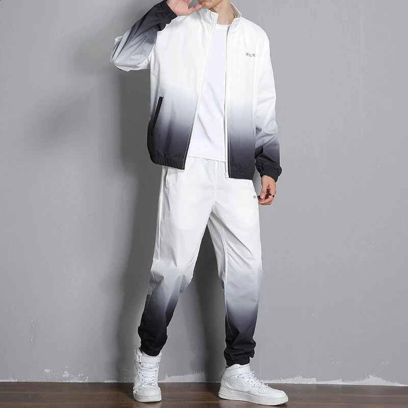 Spring Men Casual Mens Hooded Tracksuit Sportswear JacketsPants 2 Piece Sets Hip Hop Running Sports Suit 5XL 240819