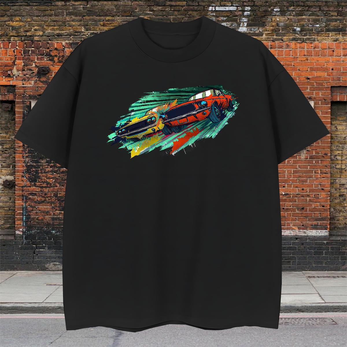 Cool Design Men Clothes T-Shirt Anime Printing Street 230g Pure Cotton DIY Printed Breathable Crew Neck car T-Shirts Wholesale Tees Shirts