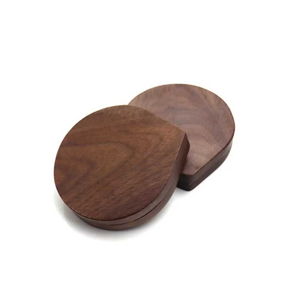 Rotatable Black Walnut Wood Makeup Mirror Round Foldable Rotating Cosmetic Mirror Handheld Mini Compact Pocket Mirror Beauty Y240819