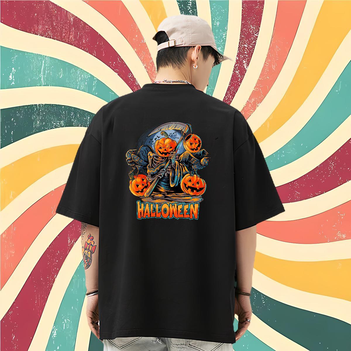 Classic Tshirt for Man Woman Halloween Sports Casual 230g 100% Cotton Clothings Breathable Soft Loose Fit Men T Shirts Customized Print