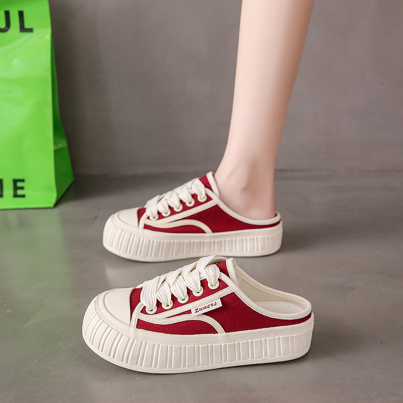 Ddmysports Canvas For Women Spring New Student Korean Edition Instagram Versatile Thick Sole Alf Slipperboard Casual Shoes TP OUTDOOR