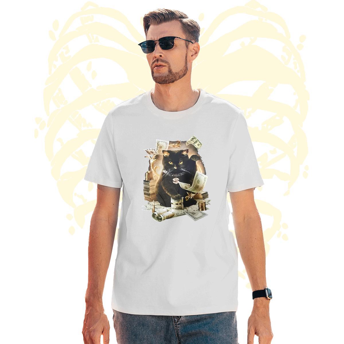 Cool Men T Shirts cat Pure Cotton Home Outdoor Custom Print Plus Size 230g Cotton Couples T Shirts Fashion Wear