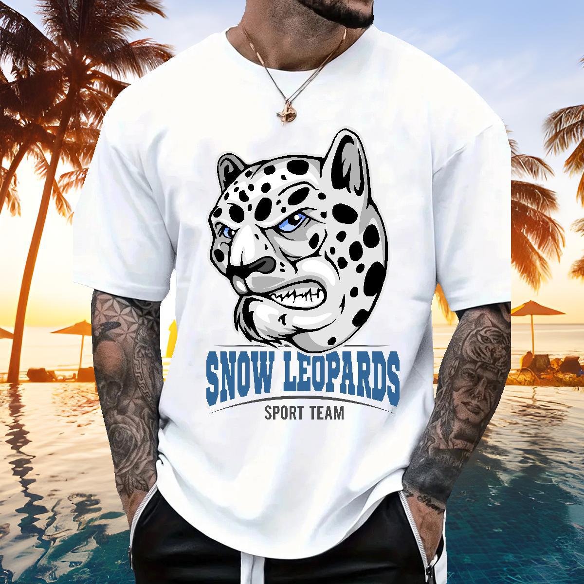 Loose Fit Man T Shirts leopard Breathable Short Sleeve Spring Summer DIY Logo Oversized 230g Cotton Men Tshirts Fashion Design Tops
