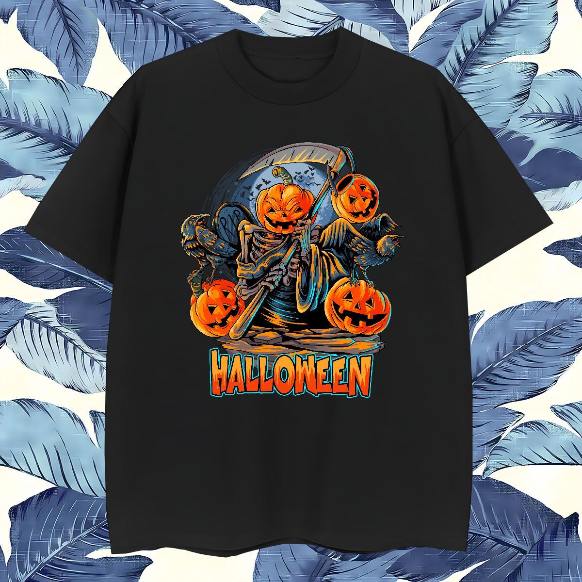 DIY Men Tshirts pumpkin Hip Hop Street 100% Cotton 230g Top Tees Breathable Crew Neck Unisex T-Shirts for Men White Plus Size