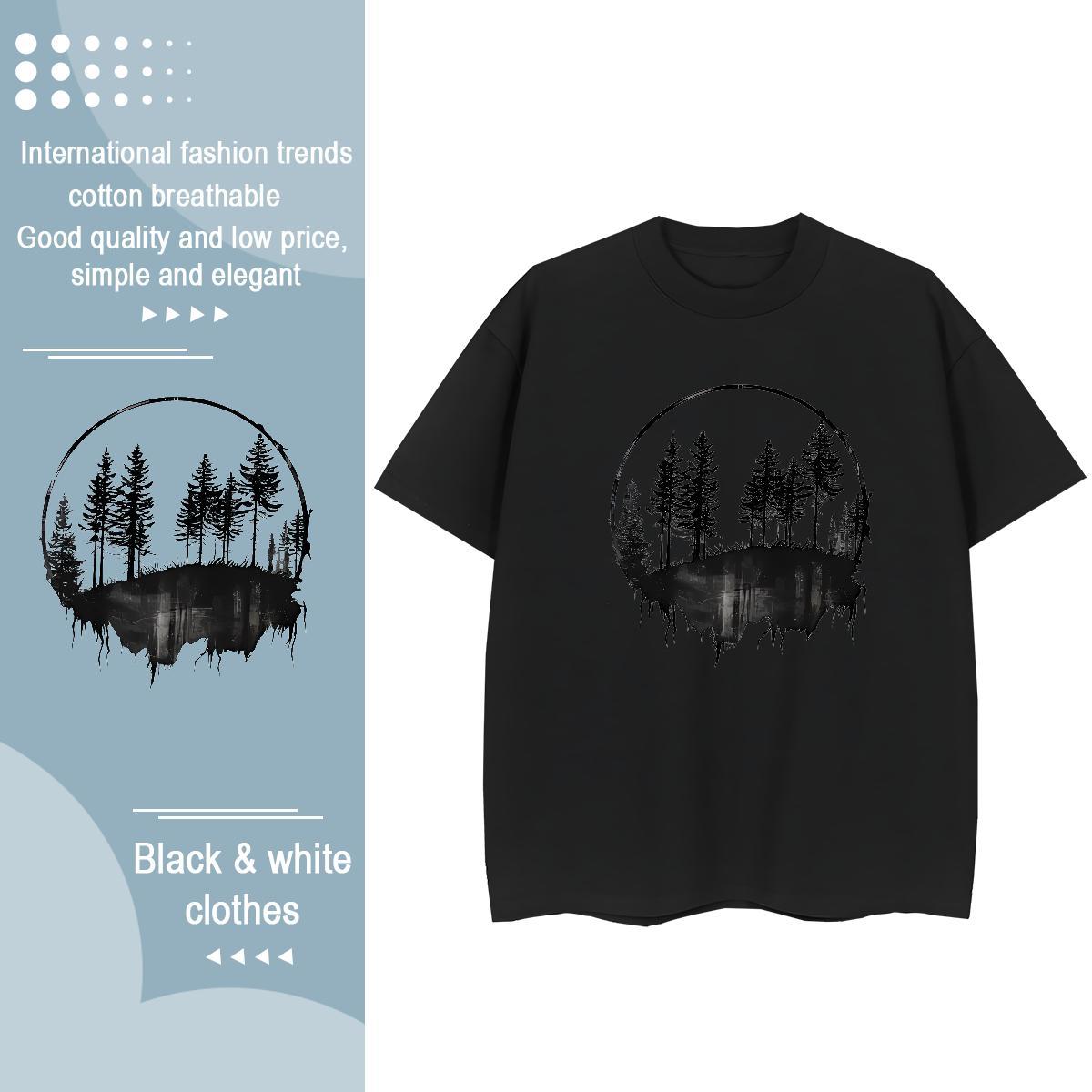 Classic Casual Mens Tshirts tree Casual Daily Wear 230g Cotton Top Tees Short Sleeve Soft Comfortable Man T Shirts Custom Cartoon