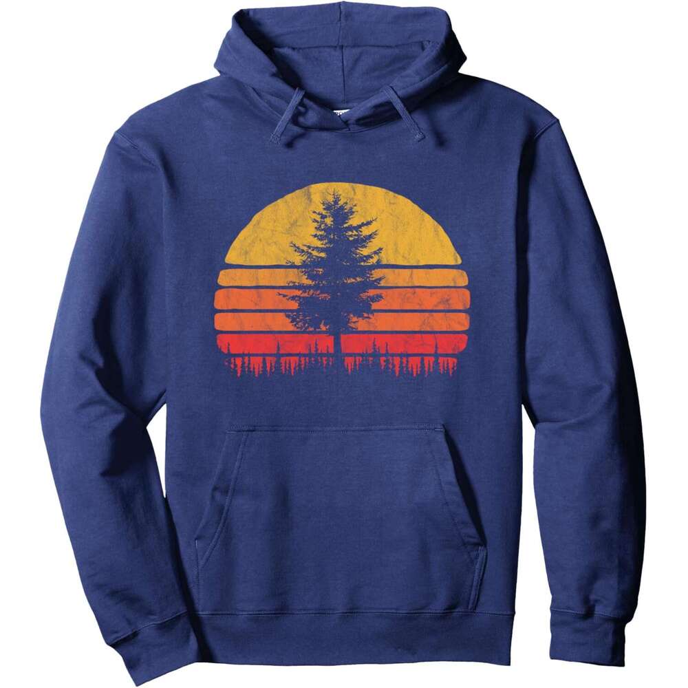 Hoodie for Mens Womens Retro Sun Minimalist Pine Tree Design - Graphic Hoodie Hoodies sweatshirt pullover jacket Long sleeve