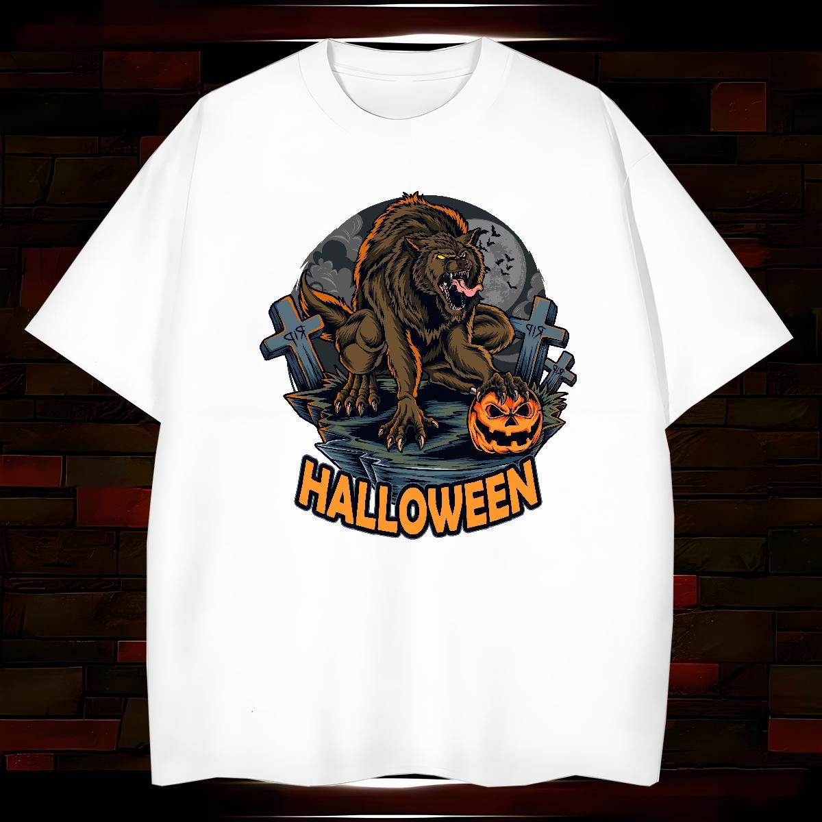 T Shirts Men 230g Pure Cotton pumpkin Home Outdoor Breathable Short Sleeve Oversized Men Clothes T-Shirt 2024 DIY Cool Tops Tees