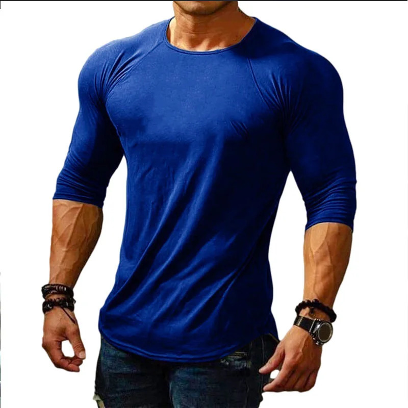 Spring Summer Mens Fashion T Shirt Men Solid Color Slim Fit O-Neck Thin T Shirt Male Long Sleeve Top Tees Drop Xxl 240820