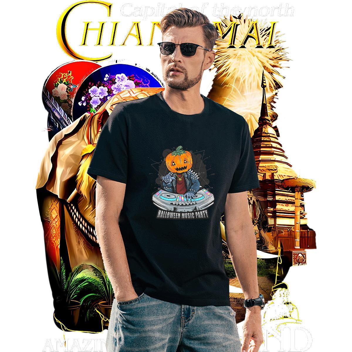 Loose Men T Shirts halloween Breathable Crew Neck Street Wear Custom Anime 230g Cotton Tshirts New Tees