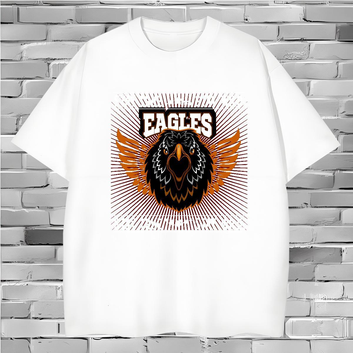 Fashion Men Tshirts eagle Street Wear 230g Cotton Tees Shirts Crew Neck Breathable High Quality T Shirt For Man Cartoon Print