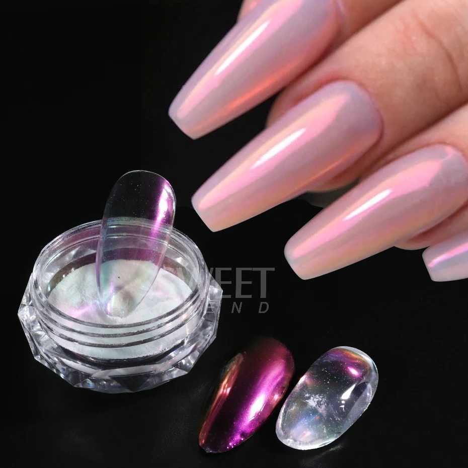 Aurora Glass Chrome Nail Powder Gloss Mirror Rubbing Dust Mermaid Fairy Pigment DIY Summer Wedding Glitter Manicure Decor FlashXJ240815