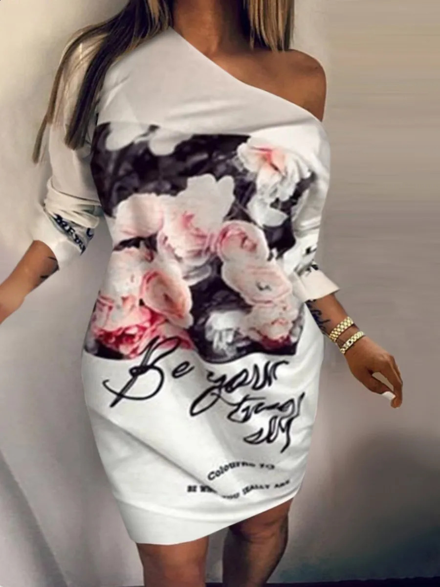 LW Plus Size summer Dress Fruit Letter Print Summer Casual Fashion Streetwear Chic One Shoulder dress Outfits 240819