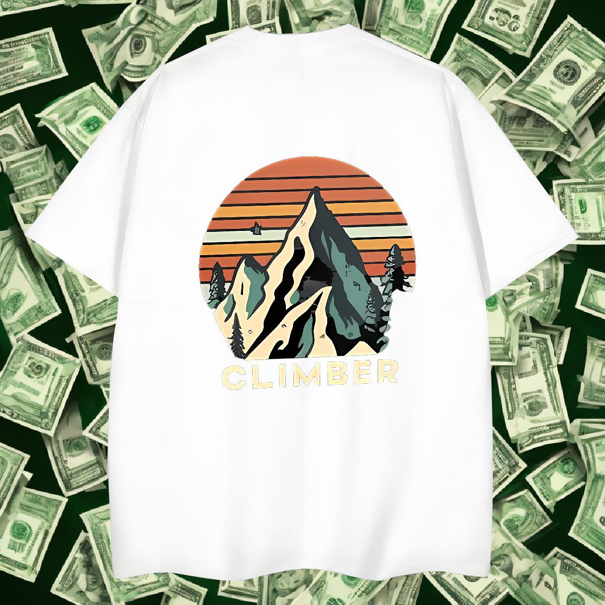 High Quality Mens Tshirts Daily Outfit 100% Cotton 230g Custom Cartoon Breathable mountains T Shirts Men Free Shipping Clothes
