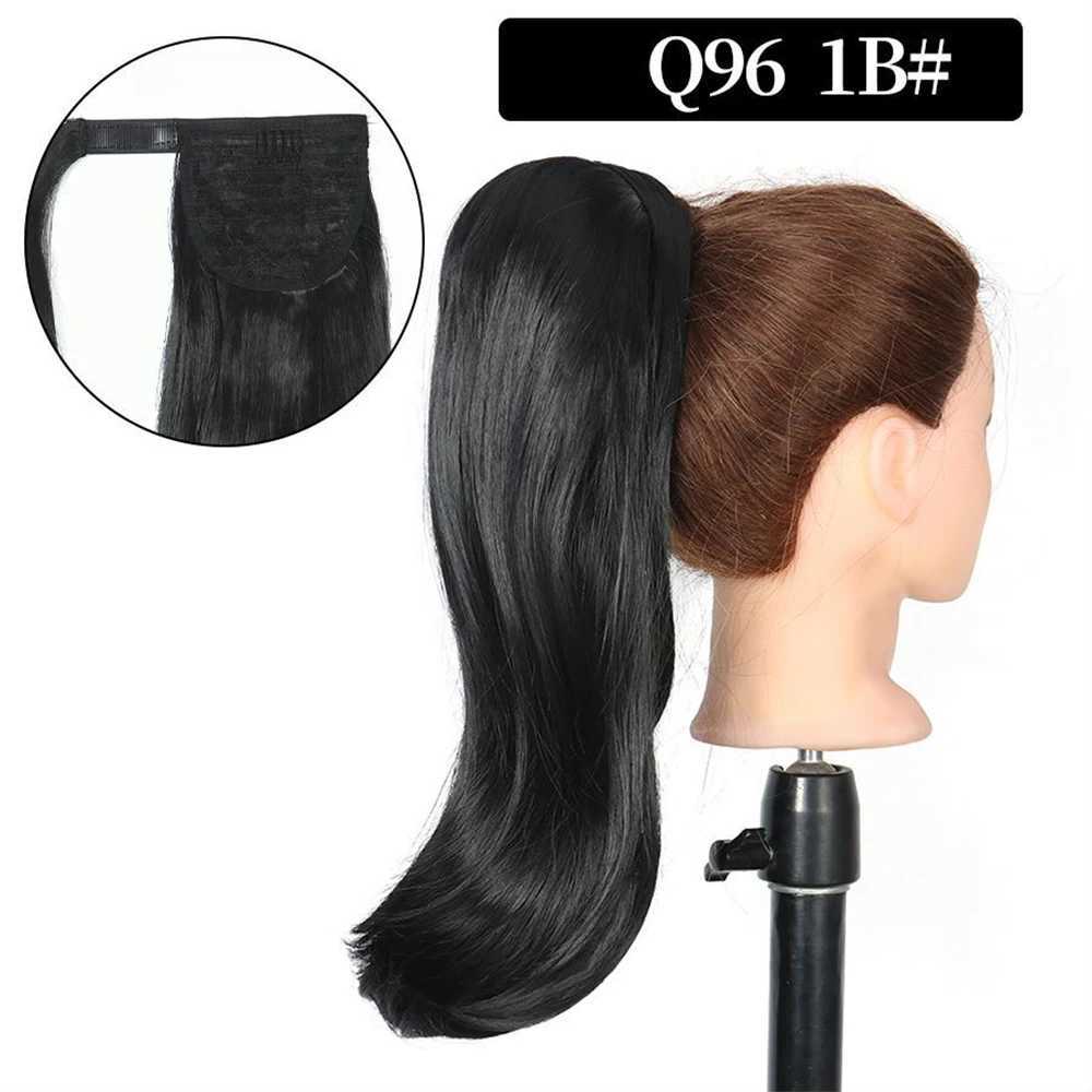 16 inch straight hair with slightly curled ends synthetic Wig ponytail long hair wrapped hair clip womens ponytail W240817