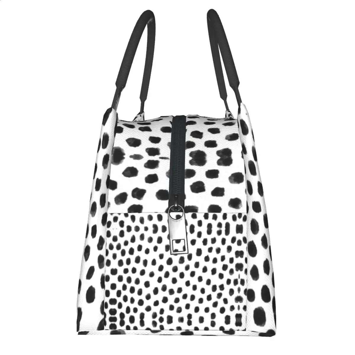 Bohemian Print Lunch Bag Black Dot Portable Lunch Box School Cooler Bag Casual Oxford Thermal Lunch Bags 240819