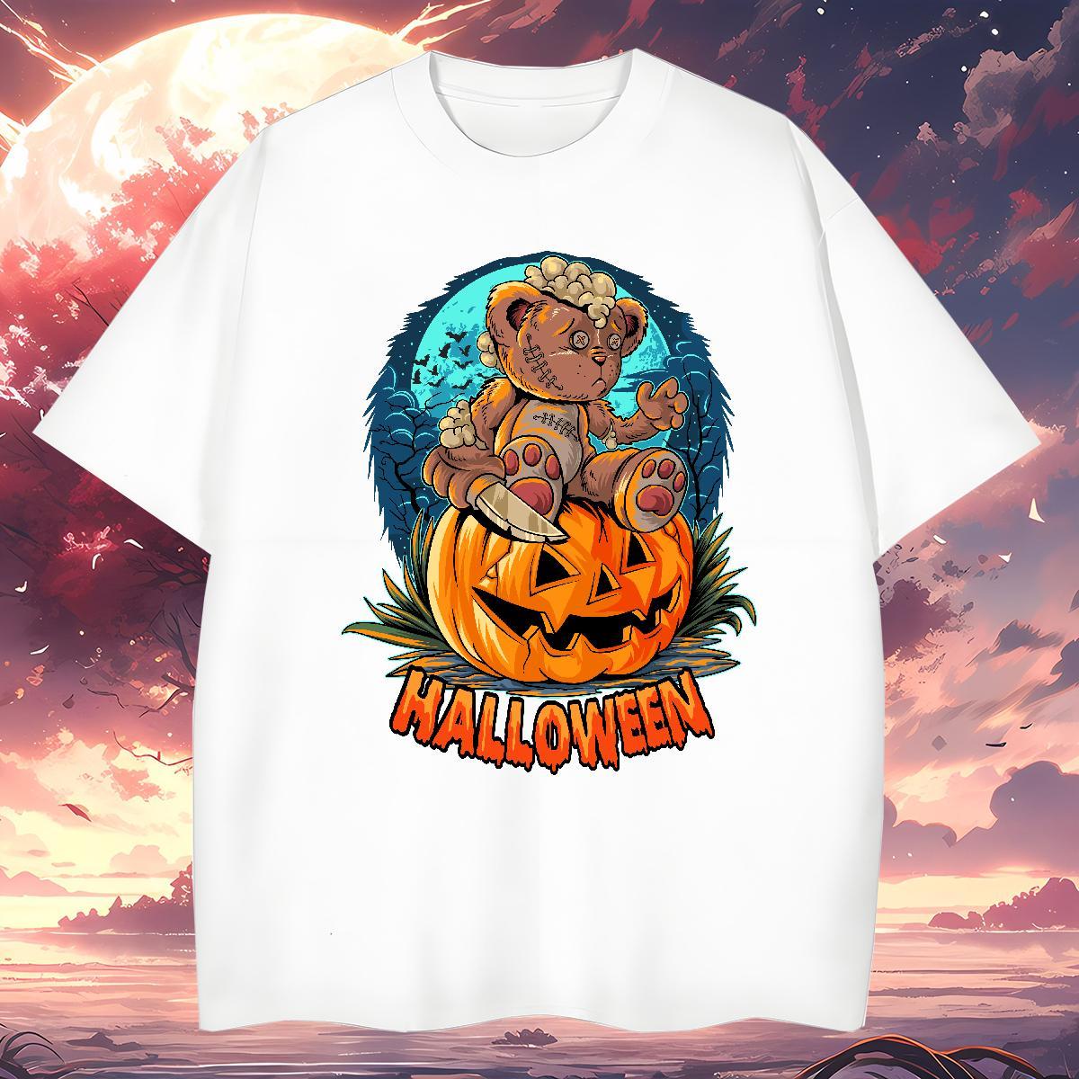 T Shirt For Man 100% Cotton 230g halloween Home Outdoor Breathable DIY Printed Tshirt for Man Woman Customized Wholesale Tees Shirts