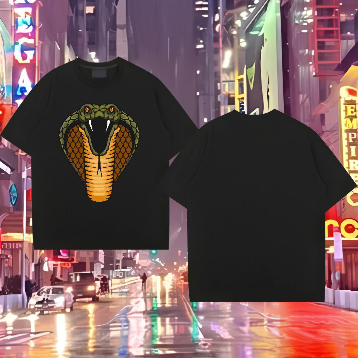 Fashion Designer Men Tees cobra High Street Hip Hop 230g 100% Cotton Tops Shirt Short Sleeve Soft Loose Fit Man T Shirts Anime Print