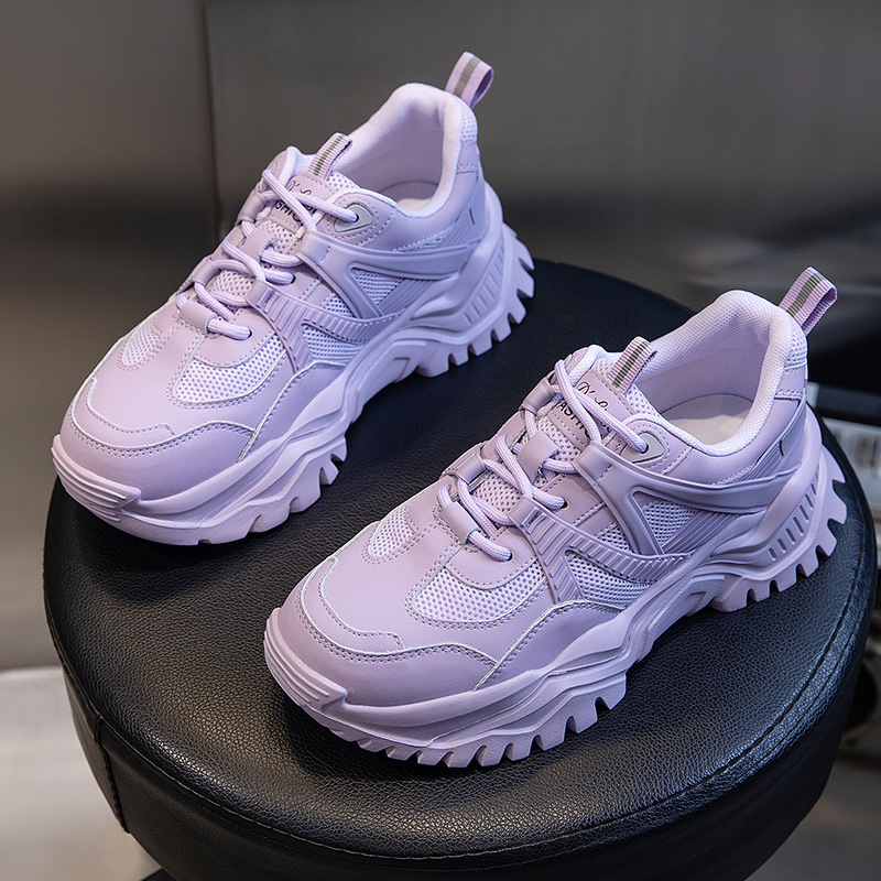 Ddmysports Genuine Leather Dad Autumn New Thick Soled High Rise Running Sports For Women In Shallow Mouth Casual And Versatile S Shoes OUTDOOR