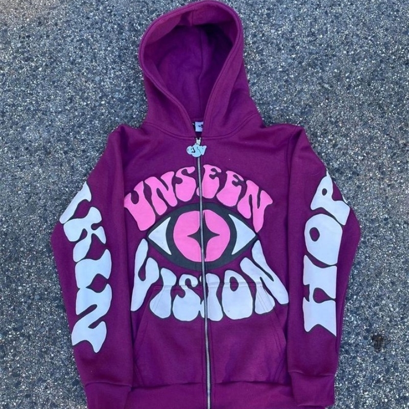 Y2k Zip Up Hoodie Harajuku Retro Style Streetwear Fashion Versatile Pattern Printing Men Women Clothes Casual Sweatshirt Coat 240819