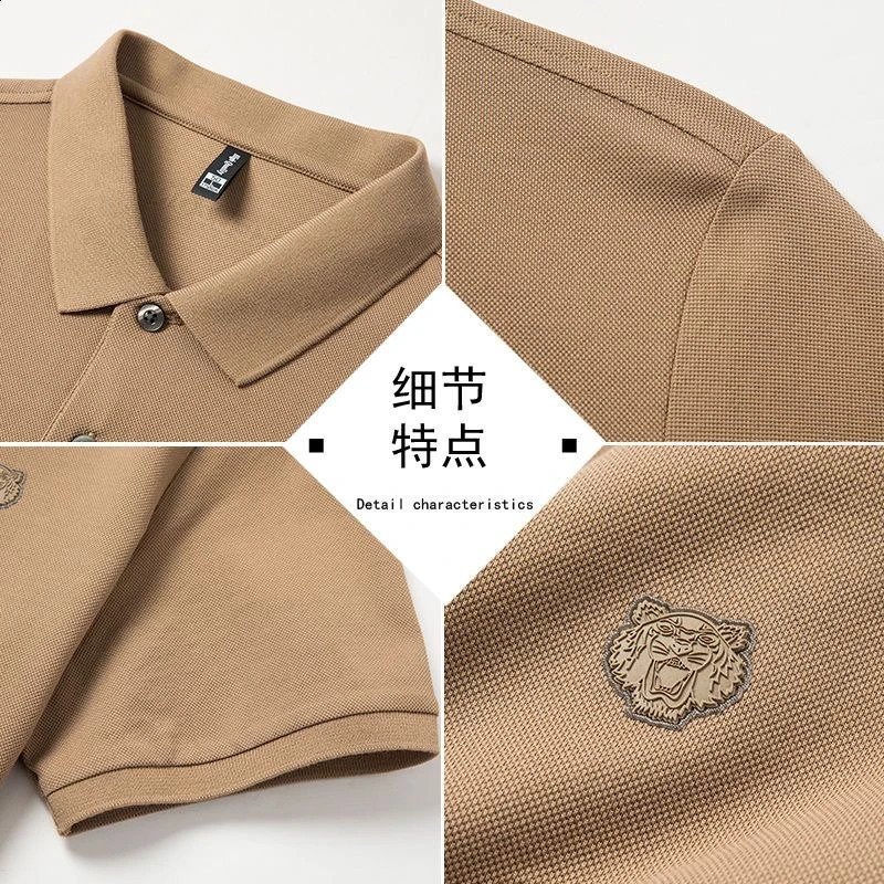 High end 100% cotton POLO shirt Mens summer fashion tiger head embroidery short sleeve T-shirt lapel half sleeve Paul shirt 240820