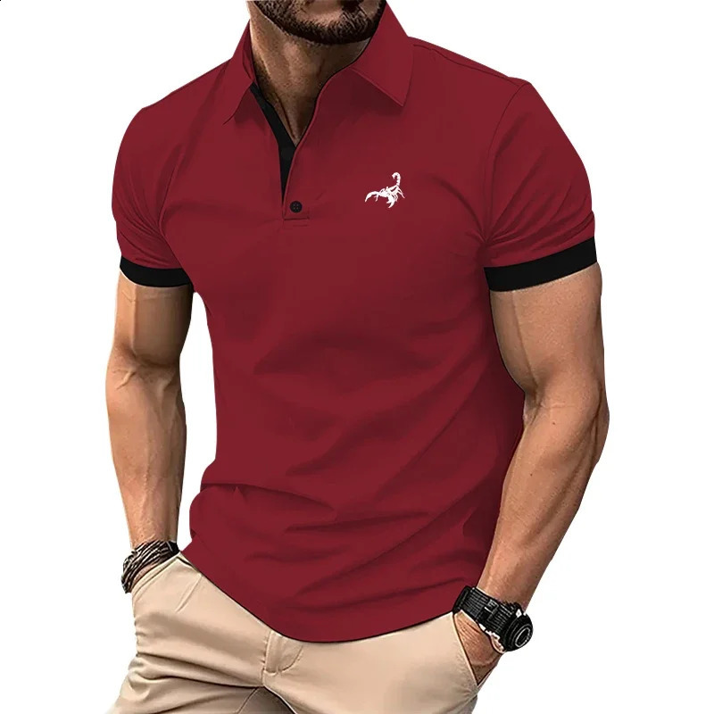 100% Polyester Men Summer Short Sleeve Polo Shirt Men Business Casual Sport Polo Shirt Men Clothes Golf Polo Shirts Tops 240820