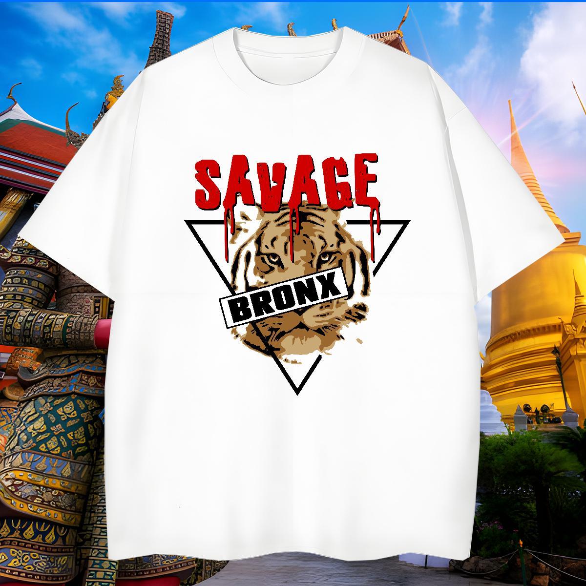 Comfortable T-Shirts for Men tiger Crew Neck Hip Hop Street Black Oversized 230g Pure Cotton Tshirts Brand Wear