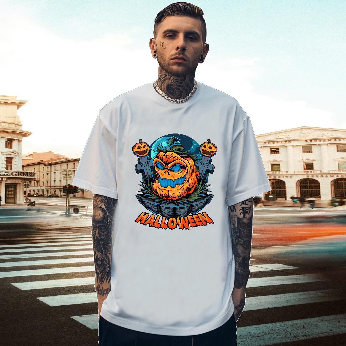 Brand T shirt halloween Breathable Crew Neck Beach Plus Size Cartoon 230g Cotton Tshirts DIY Customized Tops