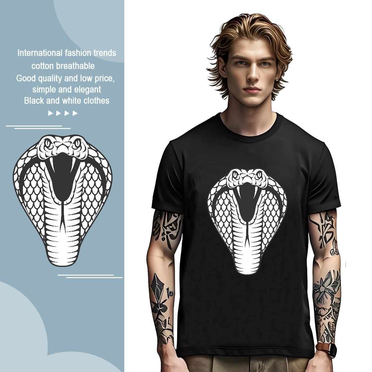 T-Shirts for Men 230g 100% Cotton cobra Daily Wear Breathable Crew Neck DIY Logo Oversized Mens Tshirts Fashion Casual Loose Tees
