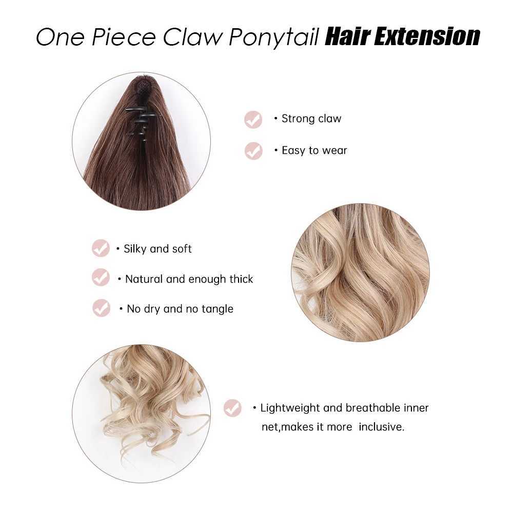 Alan Eaton Long Umbre Brown Hair Stretching and Claw Hair Synthetic Ponytail Wig High Temperature Natural Straight Hair W240817