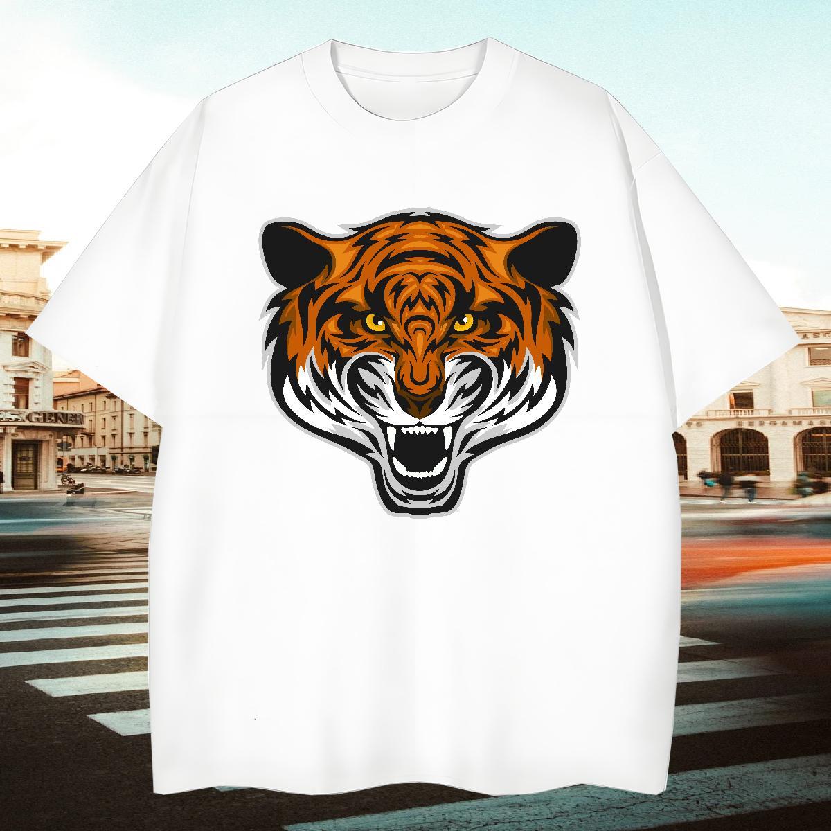 Classic T-Shirts for Men tiger Breathable Short Sleeve Beach Custom Big Size 230g Pure Cotton Couples T Shirts Designer Wear