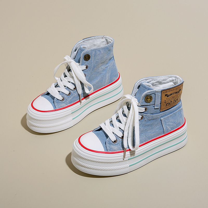 Ddmysports Canvas Children S Autumn New Korean Edition Ins Female Student Casual Igh Top Versatile Thick Bottom Cloth Shoes BR OUTDOOR