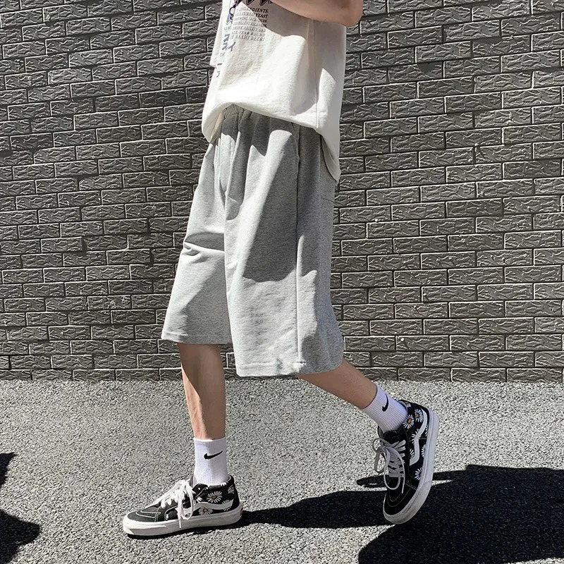 Straight casual shorts mens summer Korean ultrafine solid color simple pocket sports 240819