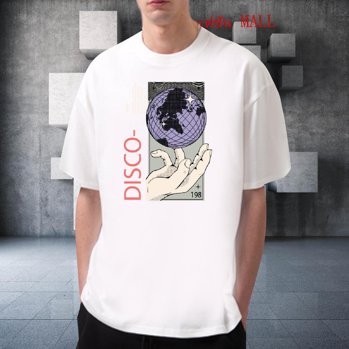 TOP Quality Mens Tshirts Street Casual 230g Cotton DIY Breathable Crew Neck disco T-Shirts Brand Tops Tees
