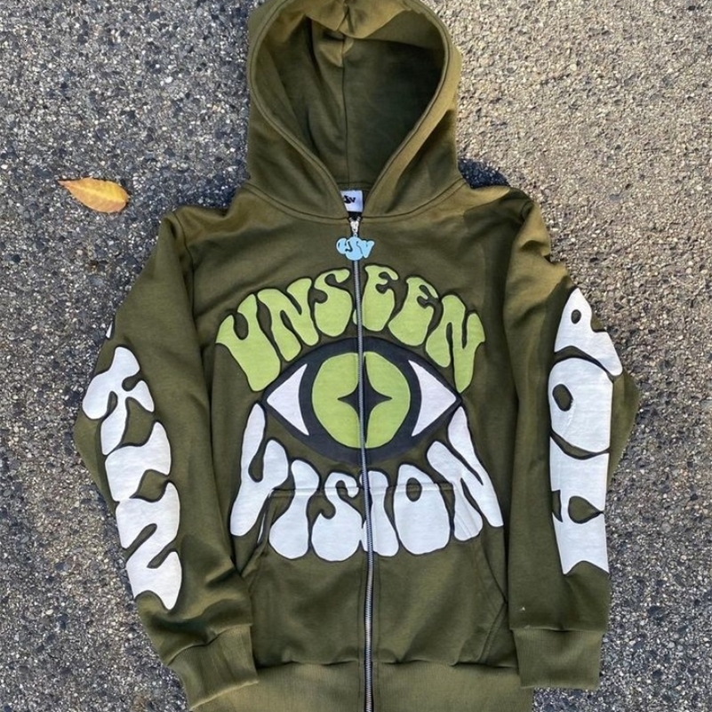 Y2k Zip Up Hoodie Harajuku Retro Style Streetwear Fashion Versatile Pattern Printing Men Women Clothes Casual Sweatshirt Coat 240819
