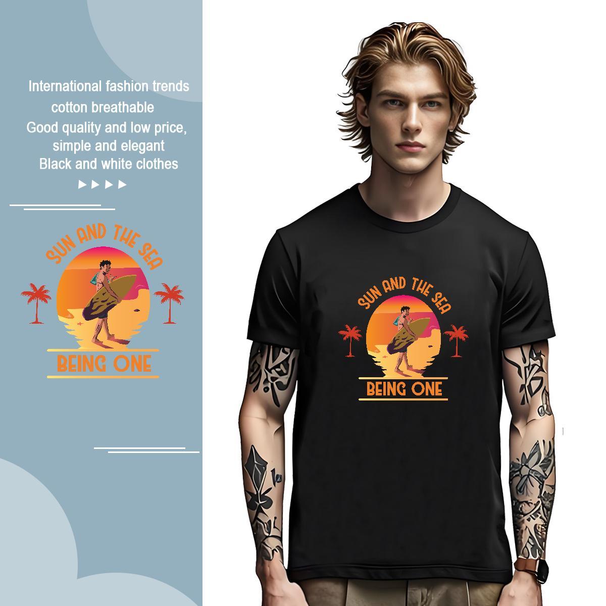 Cool beach 230g Pure Cotton Tshirt for Man Woman Sports Casual O Neck Short Sleeves Man T Shirts 2024 Summer Black White Tshirts
