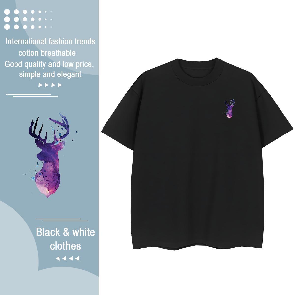 Designer Men Tops Tees Deer Casual Beach 230g Cotton Wear Breathable Short Sleeve Free Shipping T shirt Anime Print