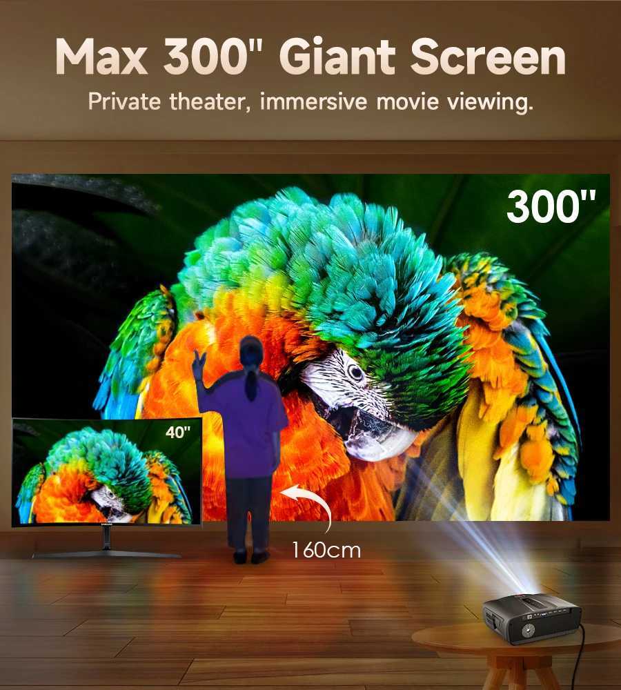 LED 4K Projectors Full HD Auto Focus WiFi Bluetooth Digital Projector with Projection Screen 1480 ANSI Lumen Home Theater Device CL240820