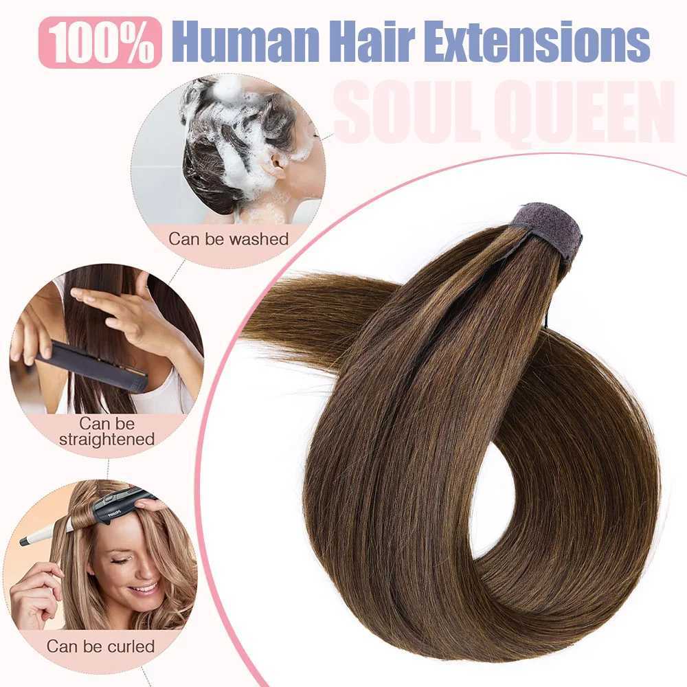 100% human hair with ponytail wrapped in straight ponytail Brazilian hair with ponytail female hair W240817