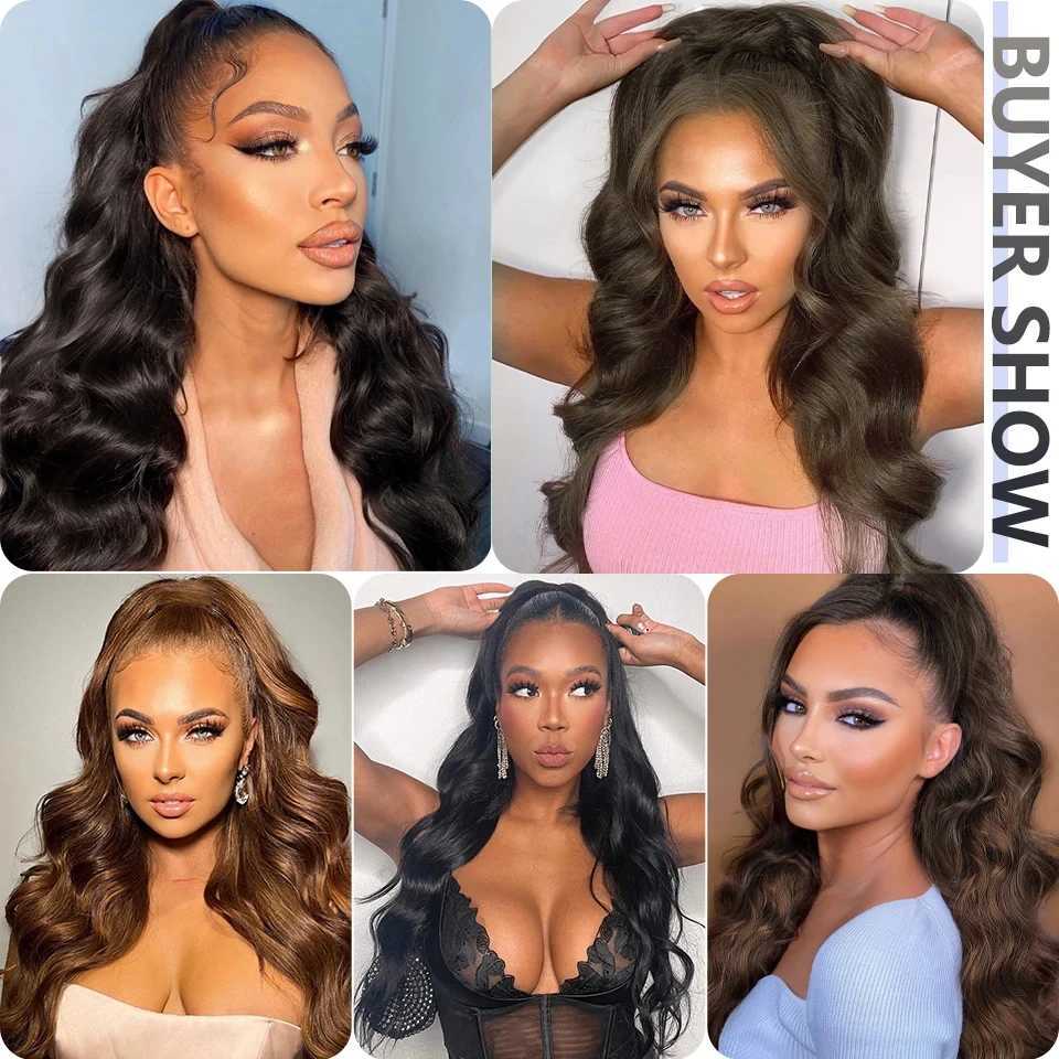 I am a Wig synthetic long wave ponytail with hair synthetic brushed ponytail and black female black wavy ponytail W240817