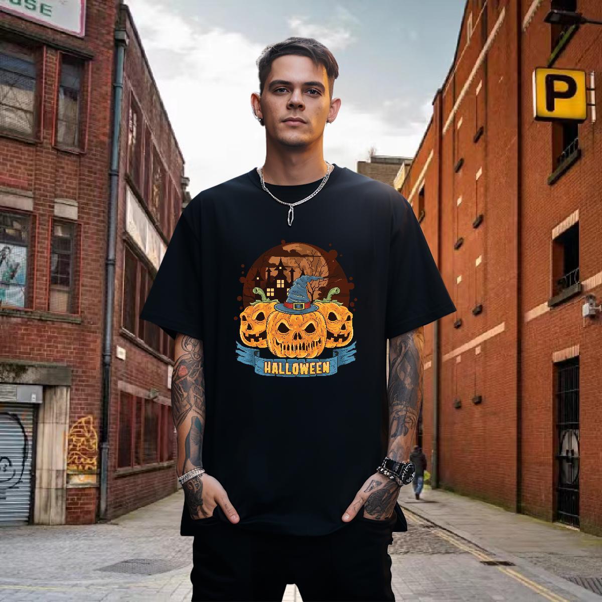 Brand Mens T Shirts halloween Breathable Crew Neck Hip Hop Street Plus Size Custom 230g Pure Cotton Couples T Shirts 2024 Summer Top Tees