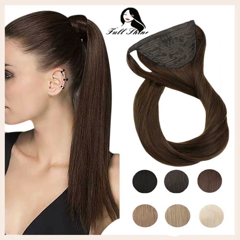 Full gloss ponytail extension solid color clip on ponytail extension 100% machine Remy Brazilian ponytail human hair W240817