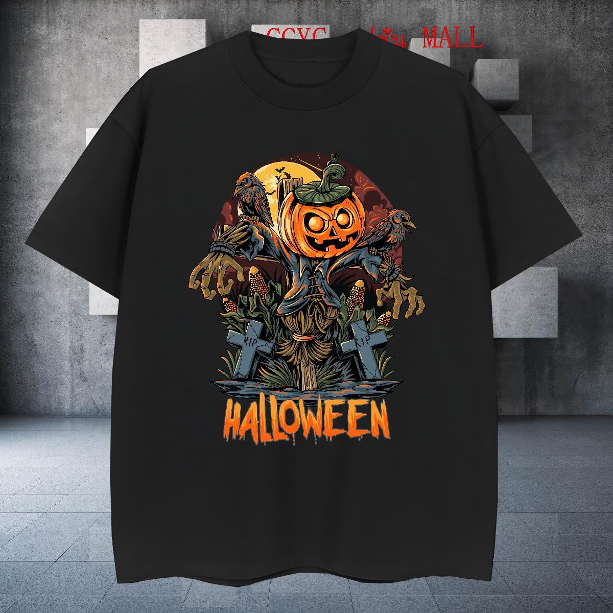 Wholesale T Shirt For Man halloween Breathable Short Sleeve Street Wear Anime Print 230g Cotton Mens Tshirts New Designer Tops Tees