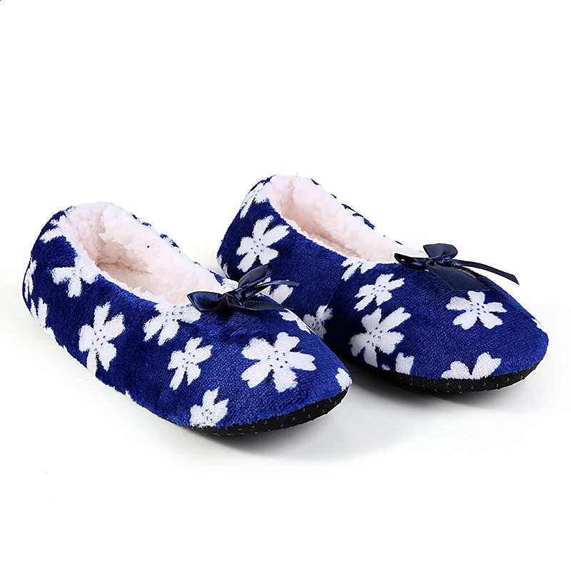 Mntrerm Warm At Home woman Slippers Cotton Shoes Plush Female Floor Shoes Non-slip Indoor Bow tie dots Shoes woman Home Slipper 240819