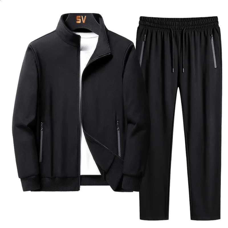 Mens Set Spring Autumn Man Sportswear 2 Piece Sets Sports Suit JacketPant Sweatsuit Male Tracksuit Asia Size6XL 7XL 8XL 240822