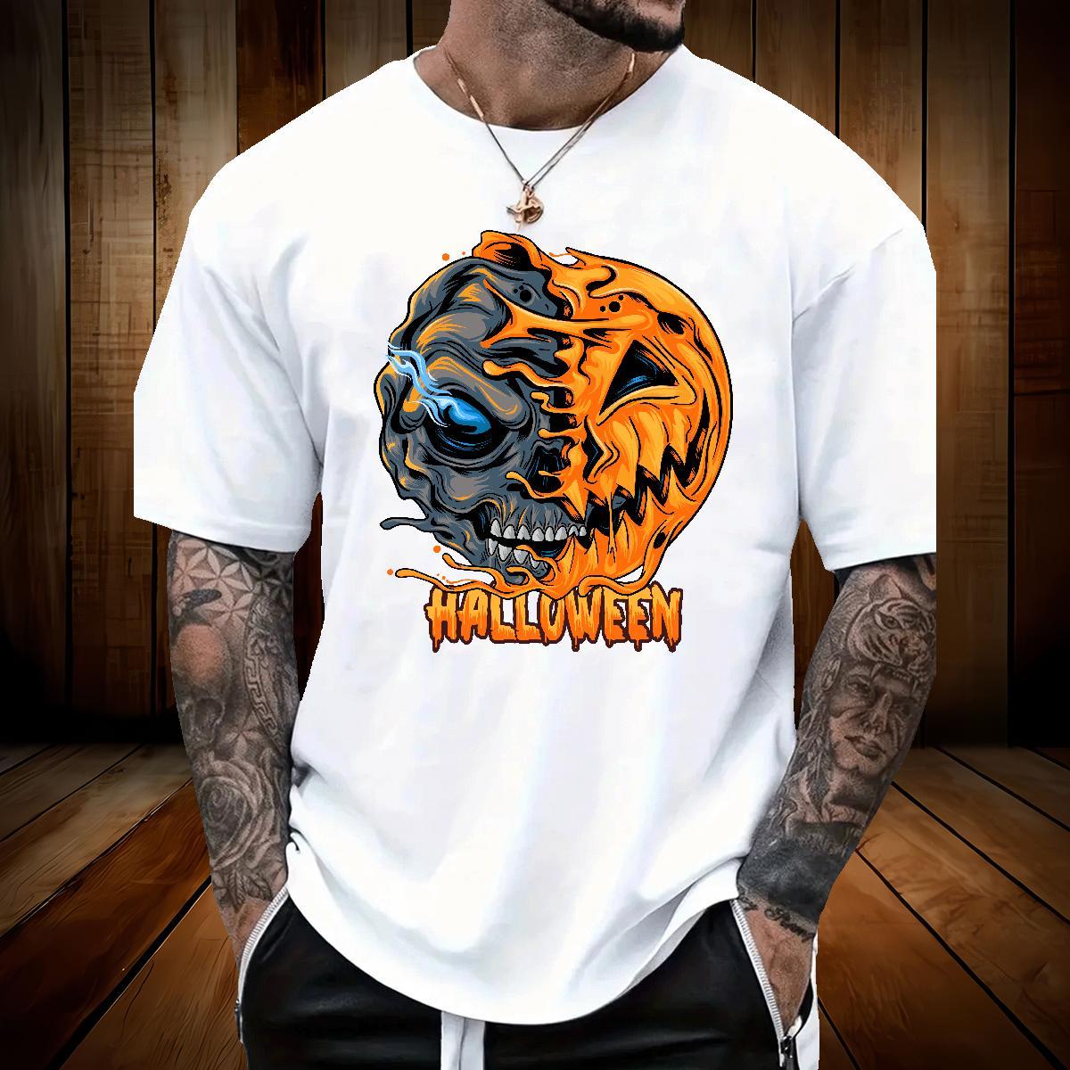 DIY Customized Mens Tshirts pumpkin Casual 230g Pure Cotton Polos Breathable Crew Neck Classic T-Shirts Custom Printing