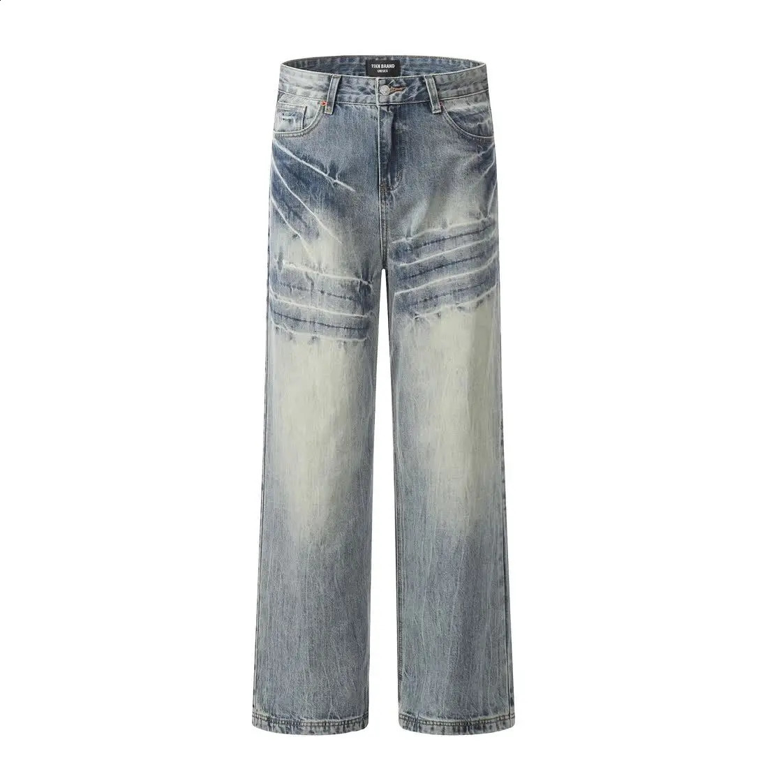 American street hip-hop loose wide leg jeans high street men and women personality trend retro washed straight leg casual pants 240819