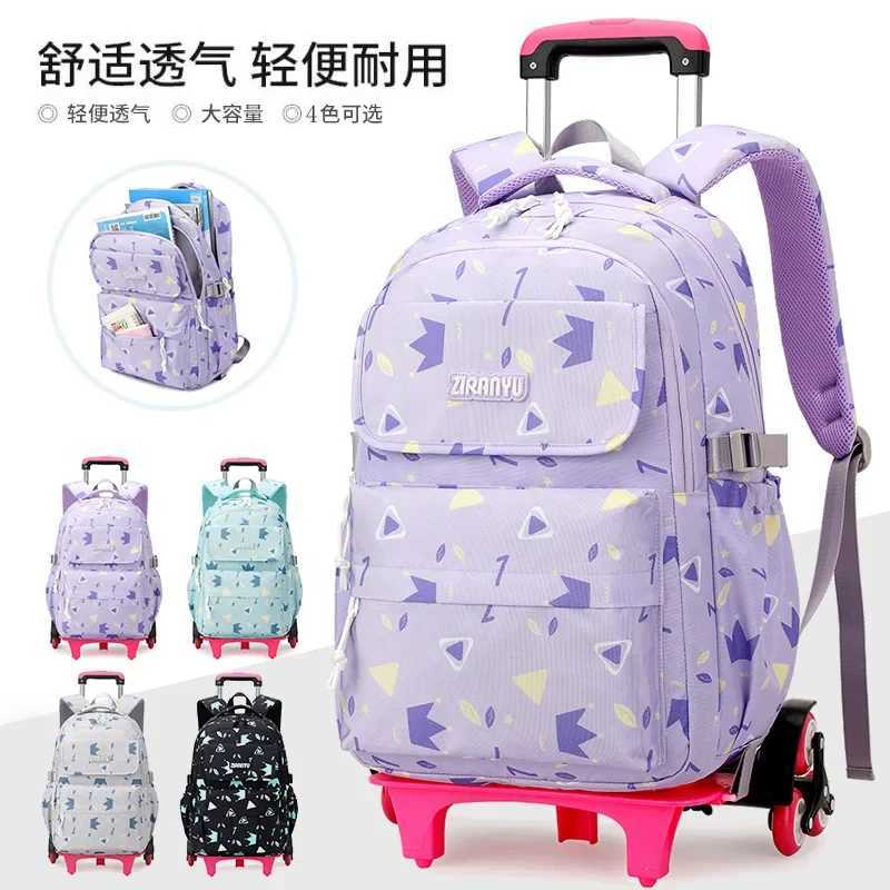 Children School Backpack Set with Wheels Students Bags for Girls Trolley Bag Cute Schoolbag Rolling Wheeled Backpack Child Girl Y240820