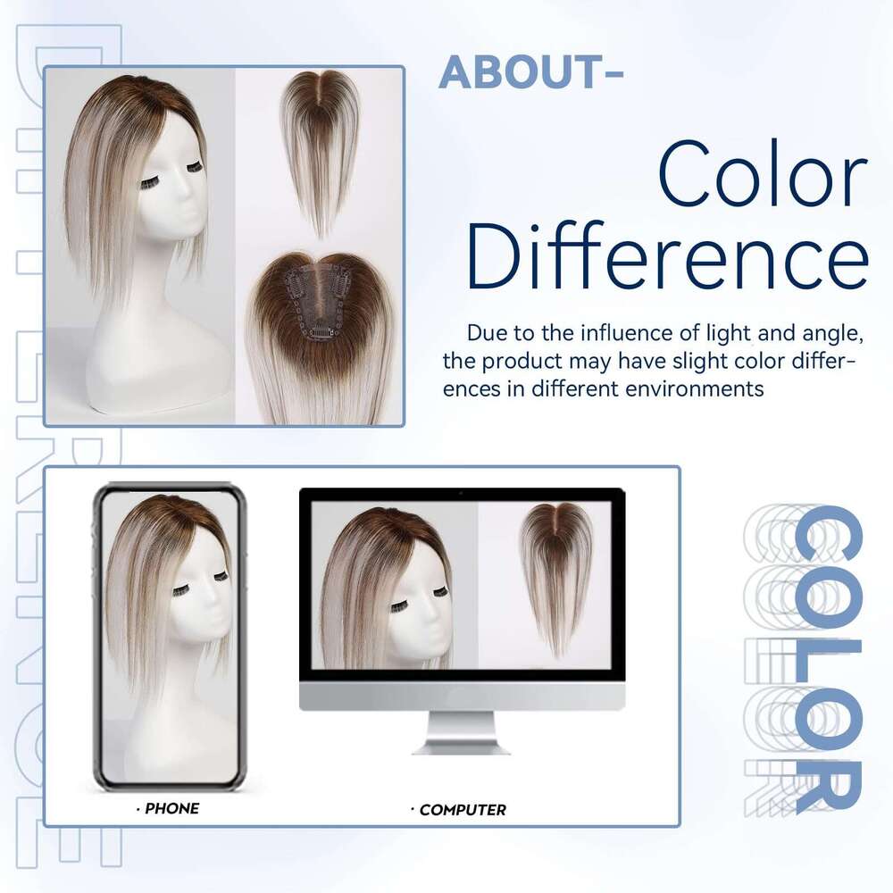 100% Remy Human Toppers Silk Base Clip Pieces Brown Ombre Grey Ash White Hairs Topper In Extension For Women Hair Loss