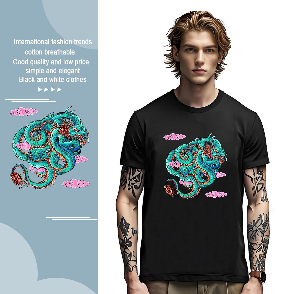 T-Shirts for Men 230g Cotton dragon Summer Casual Short Sleeve Soft Customized Men Tees Designer Fashion High Quality Tshirts
