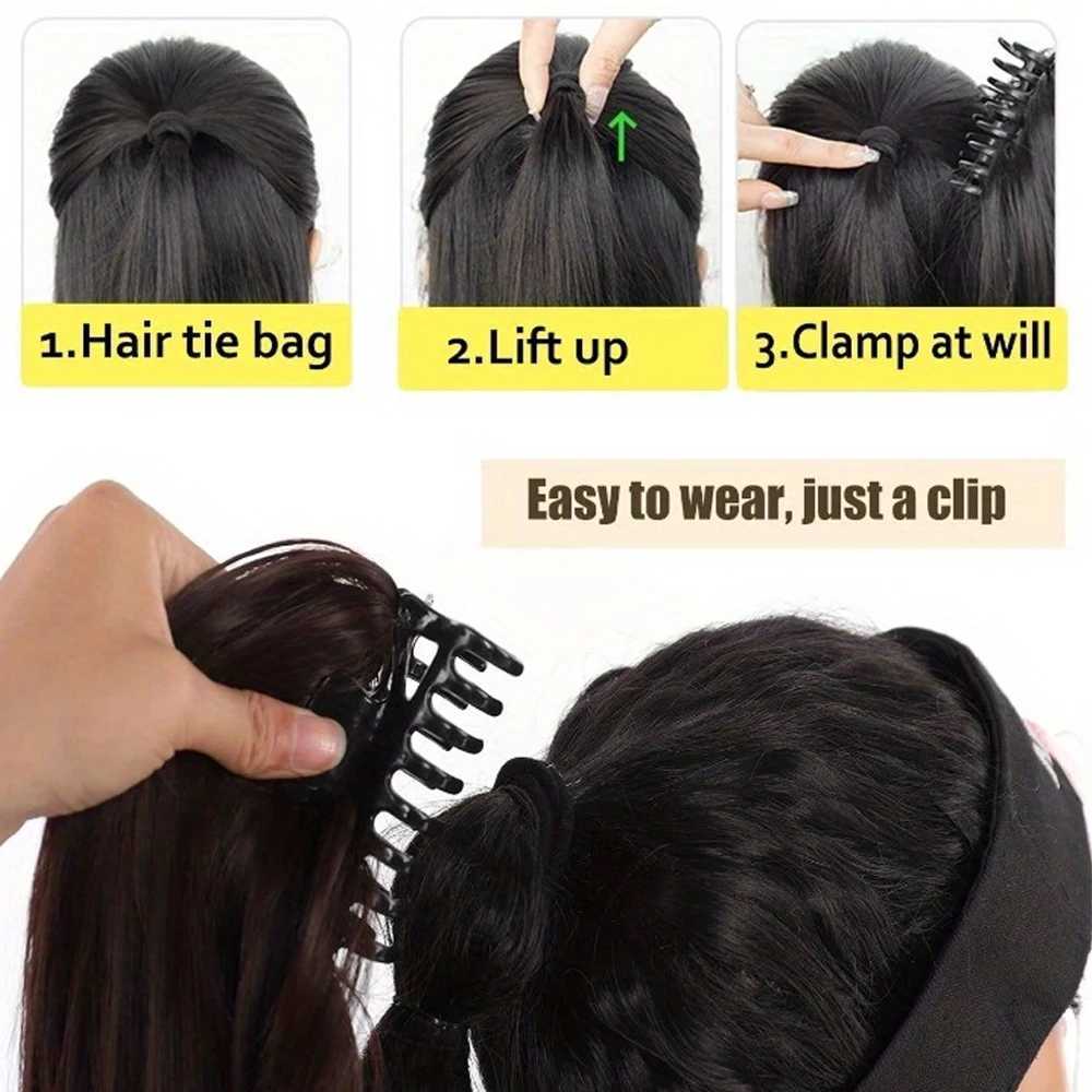 Waterfall synthetic wig grab clip fluffy sweet cool spicy girl ponytail W240817